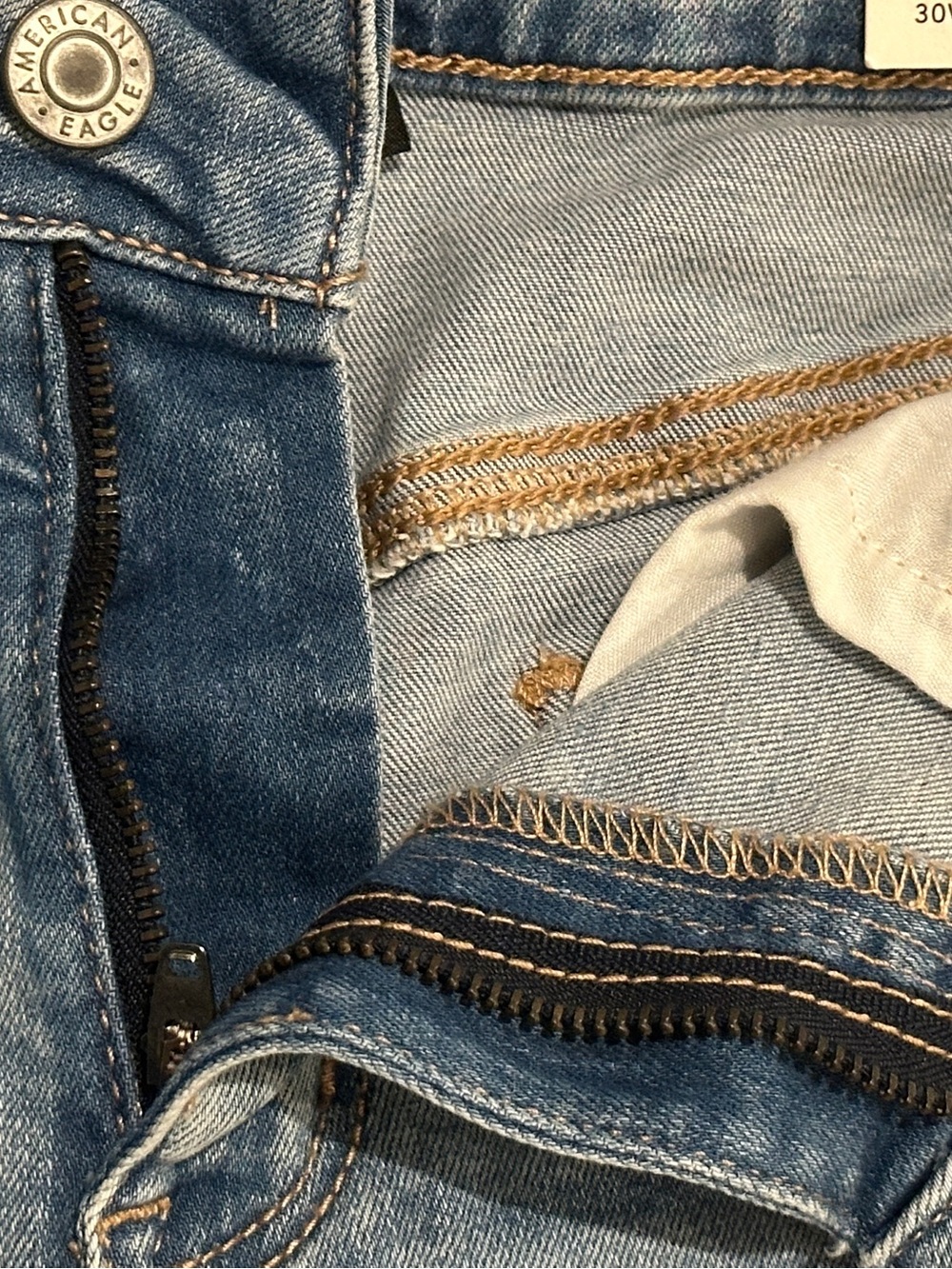 American Eagle Outfitters Light Blue Distressed Denim Shortie - Picture 5 of 7